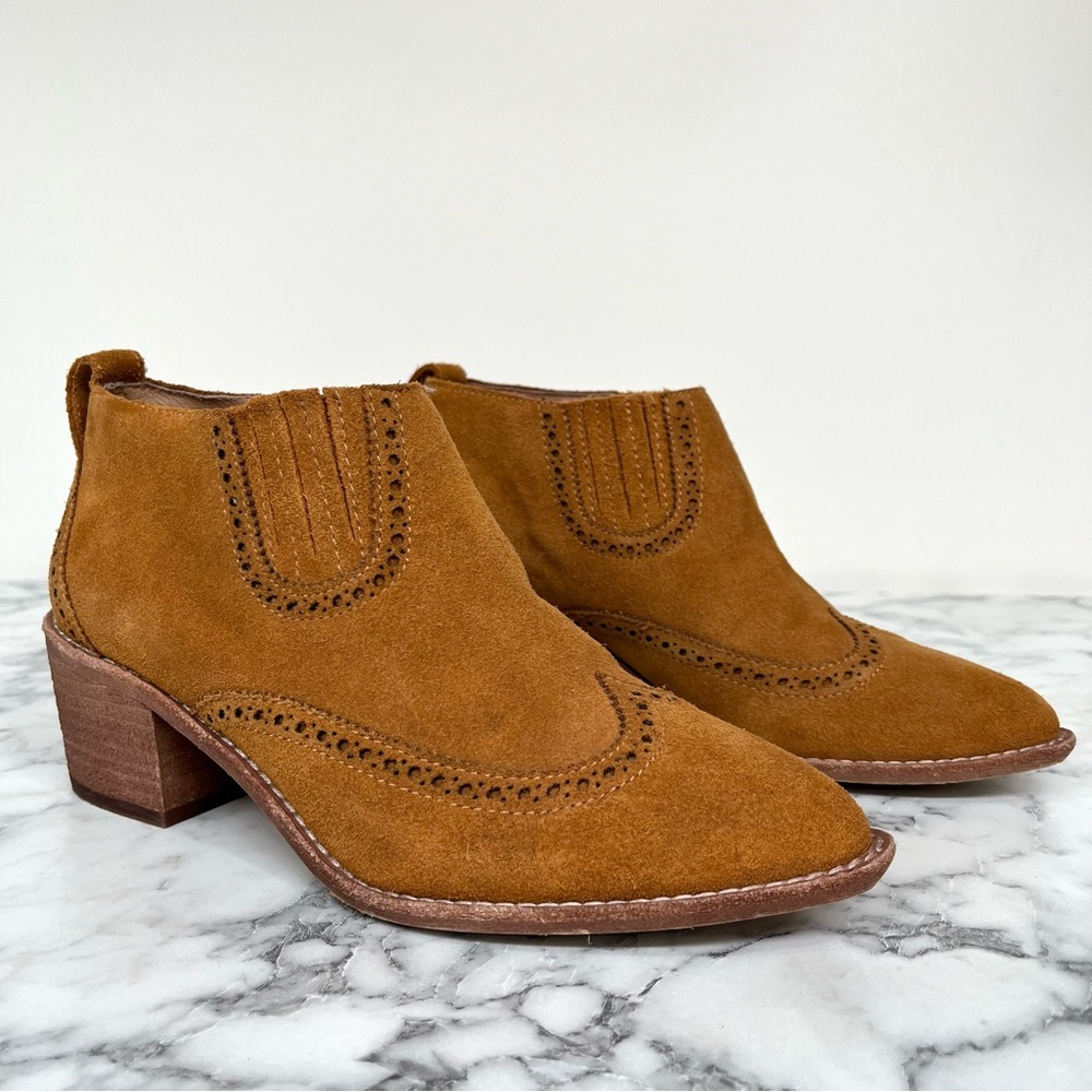 MADEWELL Grayson Brogue Brown Suede Chelsea Ankle Boots Western Cowboy Size 7
